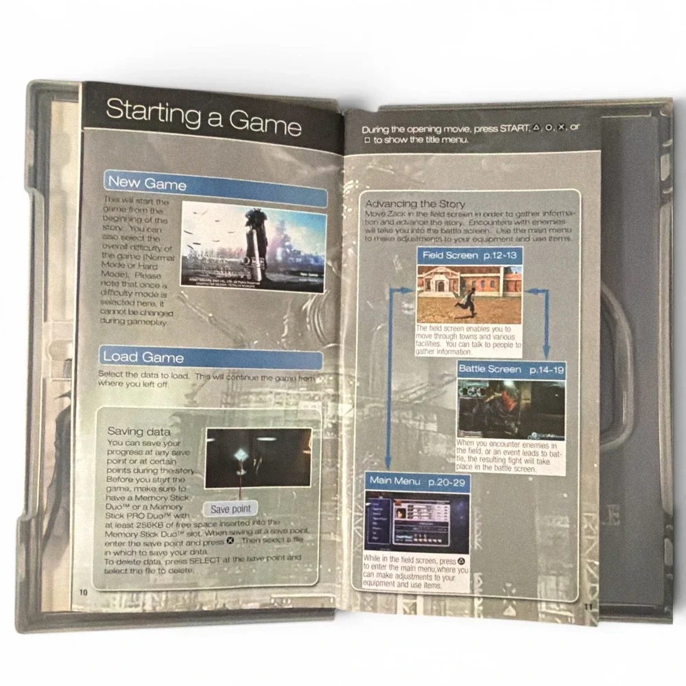 Crisis Core Final Fantasy VII Sony PSP Cover & Manual Only NO GAME